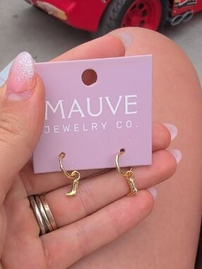 Mauve Gold Cowboy Boot Hoop Earrings